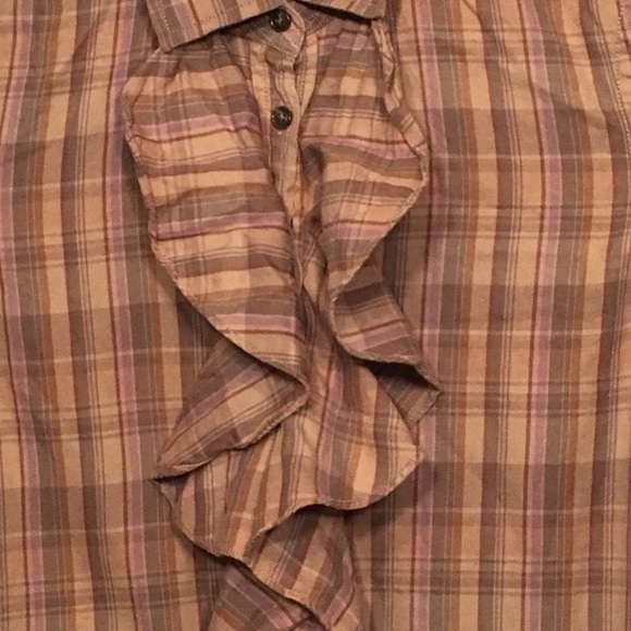 Lauren Ralph Lauren Plaid Button Down Ruffled Top - Picture 2 of 5